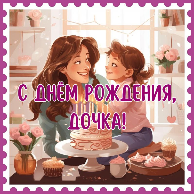 Открытки С днём рождения дочери для мамы 🌸