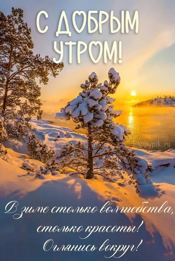 Открытка Доброе утро! рабочий стол природа зима